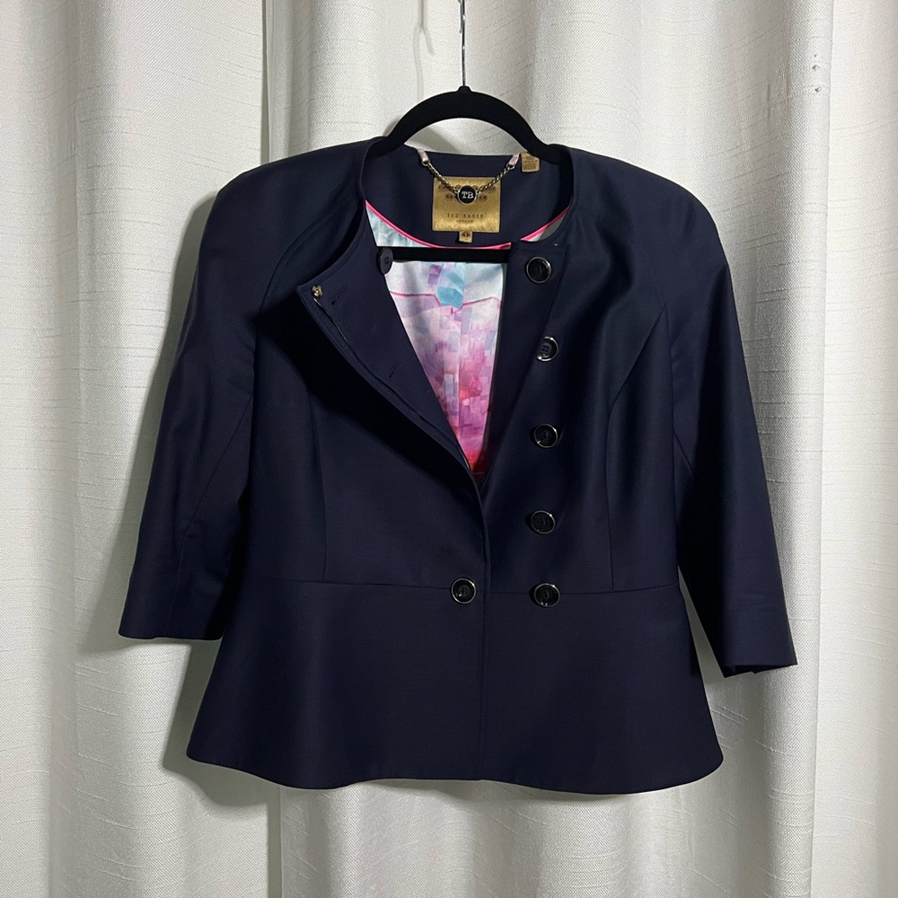 Ted Baker Navy Suit Jacket with Structured Lapels